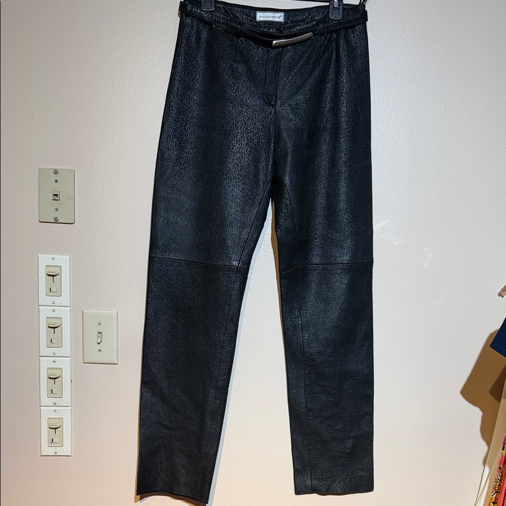 Toskana Black Leather-Style Trousers